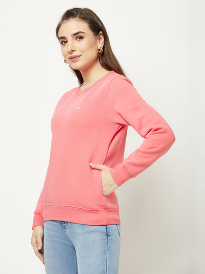  Coral Pink Typographic Sweatshirt 