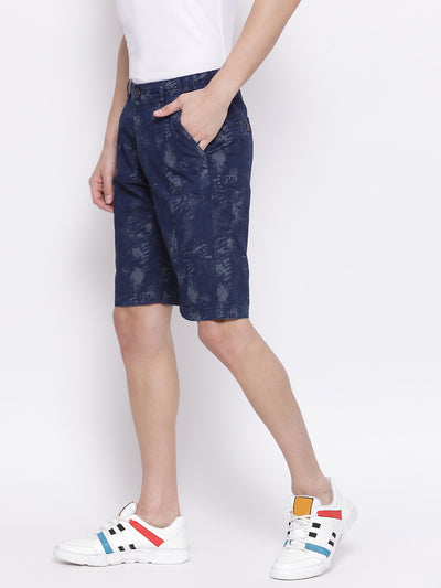 Navy Blue Printed shorts - Men Shorts