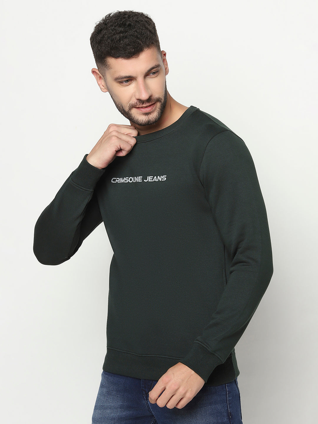 Dark Green Logo Block Sweatshirt-Men Sweatshirts-Crimsoune Club