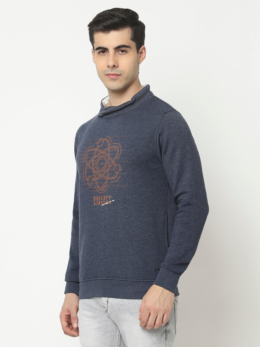  Navy Blue Sweatshirt in Graphic Print