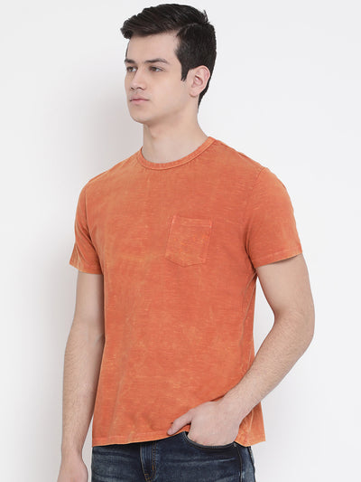 Orange Round Neck T-Shirt - Men T-Shirts