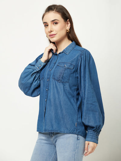  Bishop Sleeve Denim Shirt