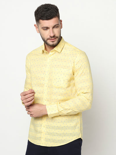 Yellow Abstract Print Shirt-Men Shirts-Crimsoune Club