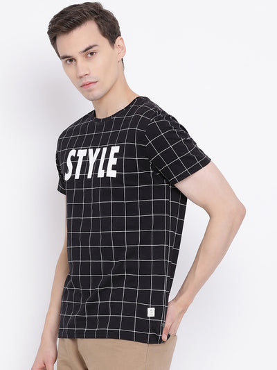 Black Printed Round Neck T-Shirt - Men T-Shirts