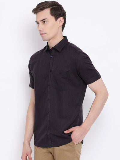 Black Cotton Linen Shirt - Men Shirts