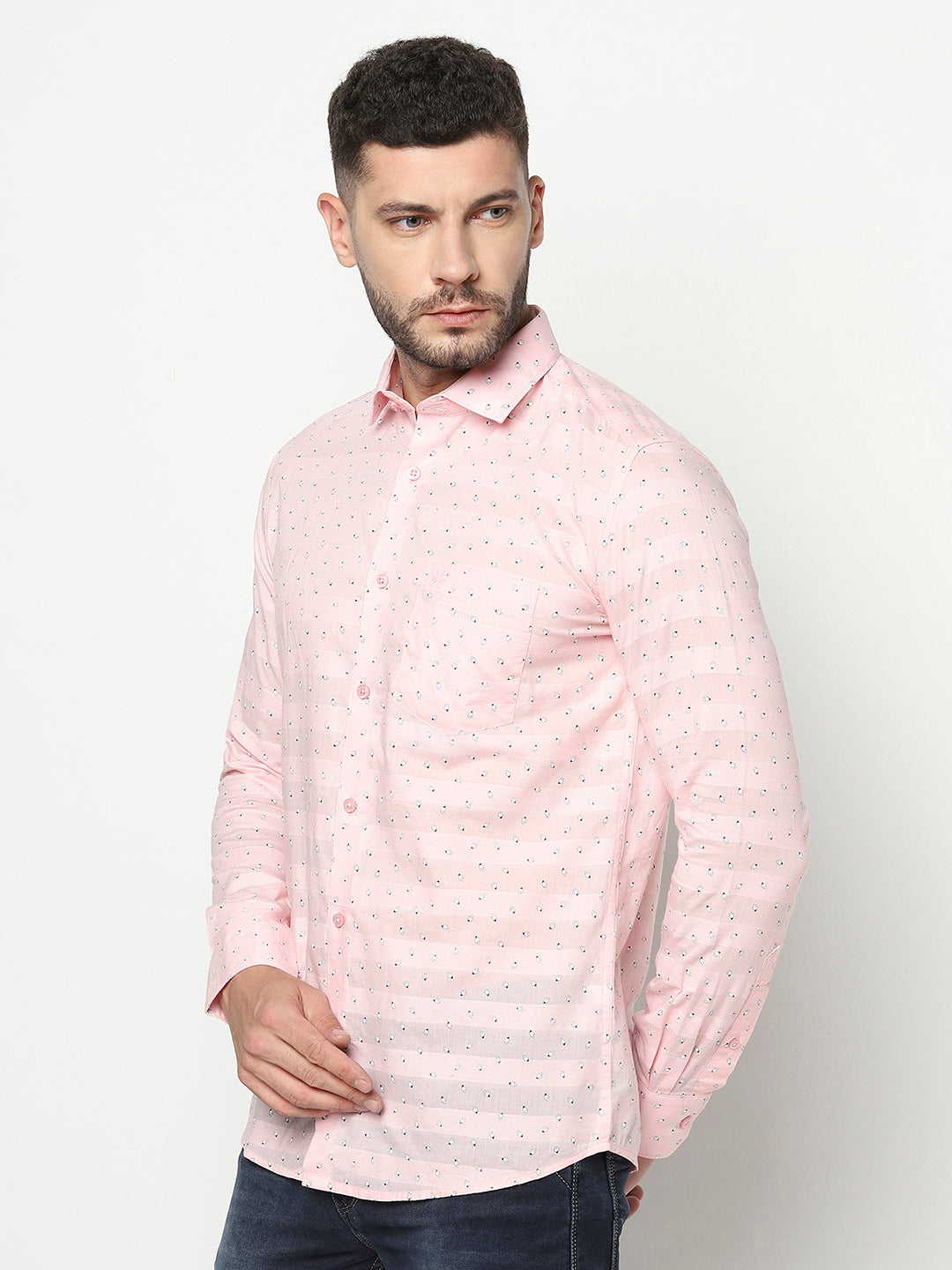 Pink Abstract Print Shirt-Men Shirts-Crimsoune Club