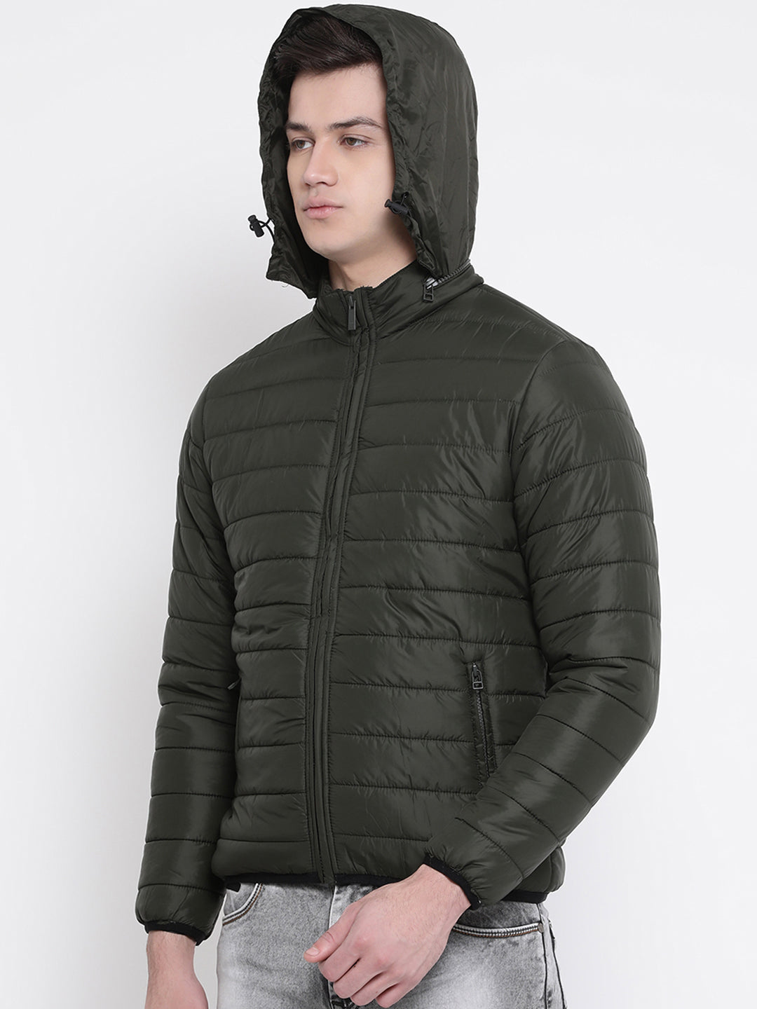 Green Solid Hooded Jackets-Mens Jacket-Crimsoune Club