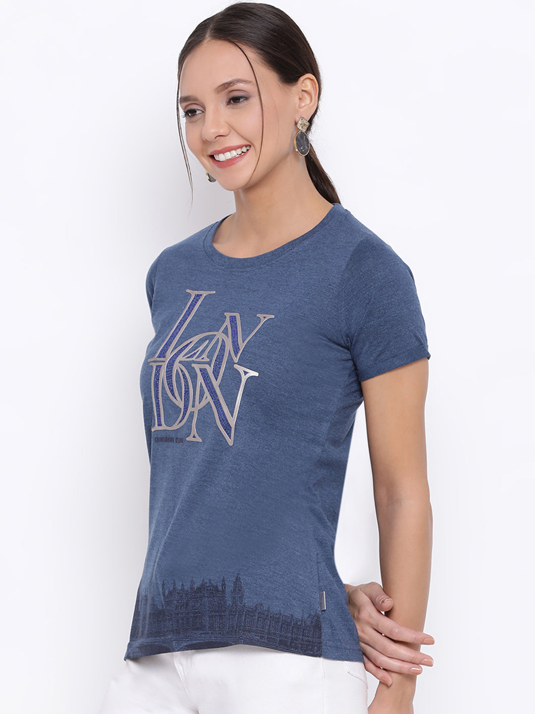 Blue Printed T-shirt - Women T-Shirts