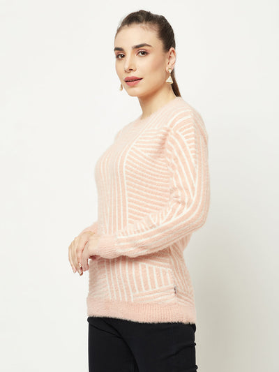  Fuzzy Pink Abstract Sweater