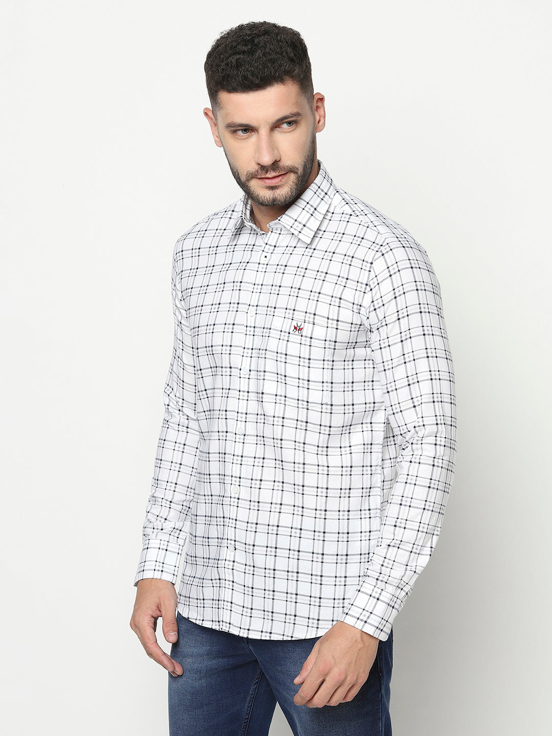 White Tartan Checked Shirt-Men Shirts-Crimsoune Club