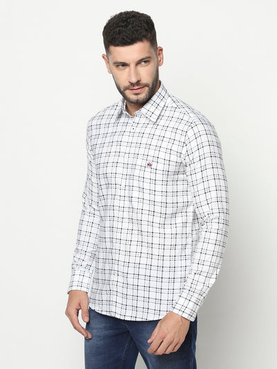 White Tartan Checked Shirt-Men Shirts-Crimsoune Club