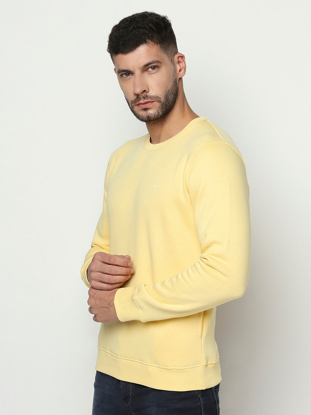 Yellow Logo Sweatshirt-Men Sweatshirts-Crimsoune Club