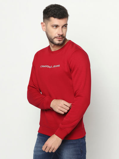 Red Logo Block Sweatshirt-Men Sweatshirts-Crimsoune Club