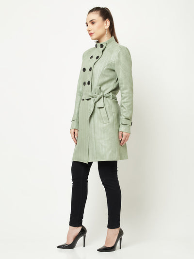  Light Green Striped Over-Coat