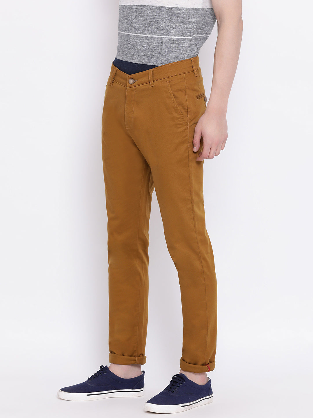 Brown Slim Fit Trousers - Men Trousers