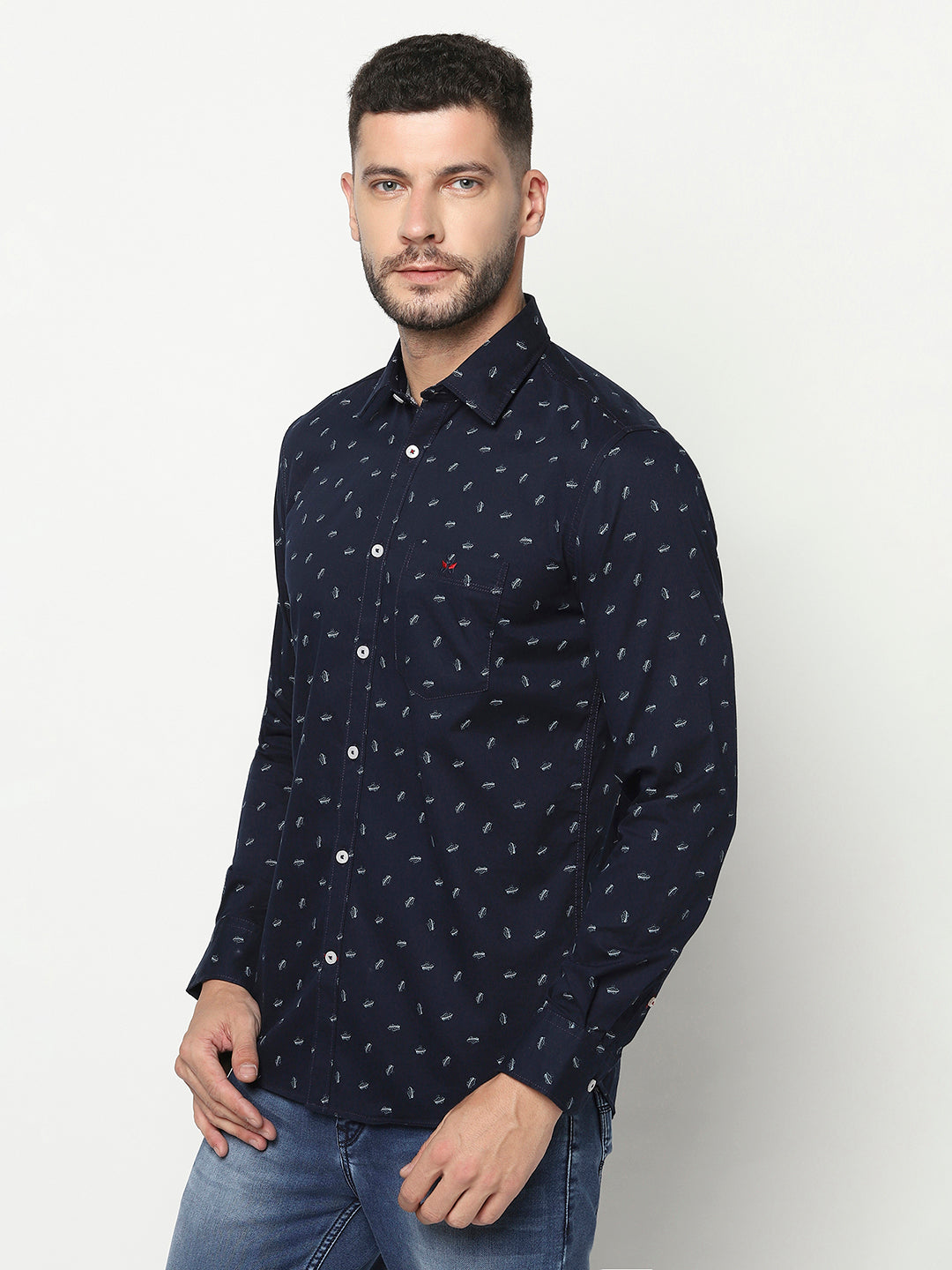 Navy Blue Floral Shirt