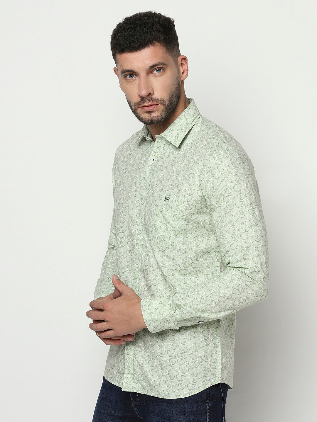 Green Abstract Print Shirt-Men Shirts-Crimsoune Club