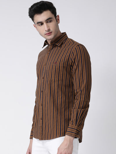 Brown Striped Shirt - Men Shirts