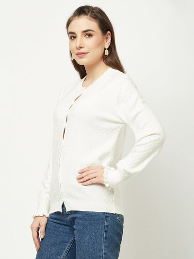  White Cable Knit Cardigan 