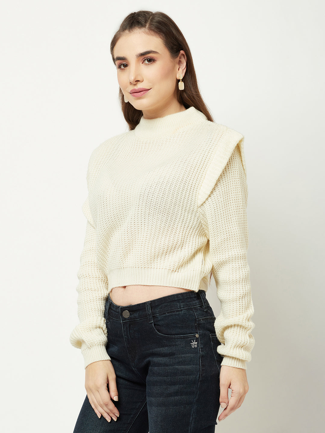  Cream Cropped Sweater