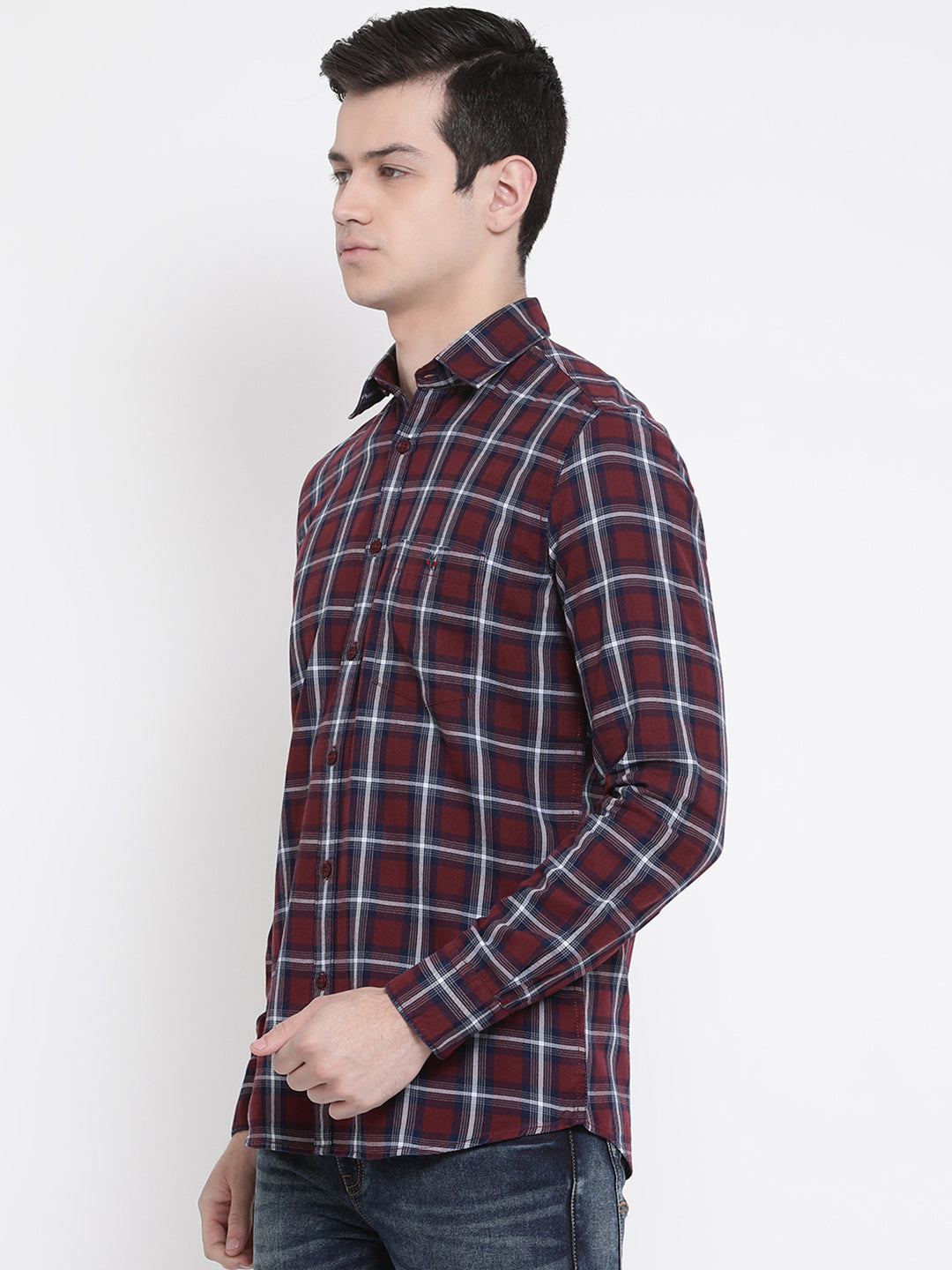 Red Checked Slim Fit shirt - Men Shirts