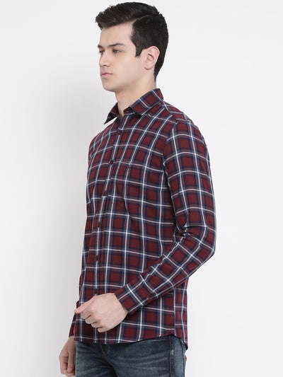 Red Checked Slim Fit shirt - Men Shirts
