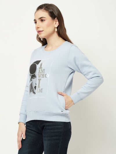  Light Blue Graphic Sweatshirt