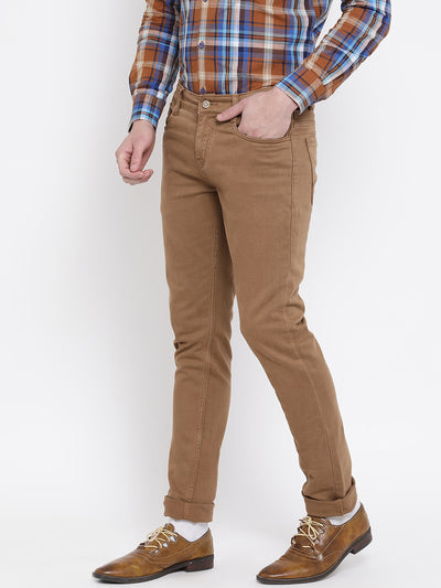 Brown Slim Fit Trousers - Men Trousers