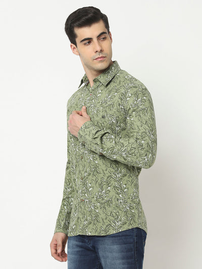  Green Shirt in Floral Print