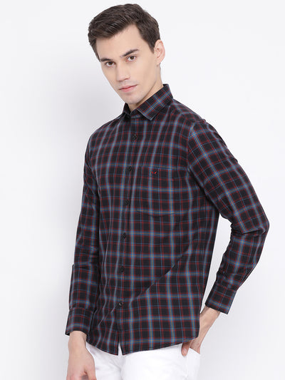 Black Checked Slim Fit Full Sleeves Shirt - Men Shirts