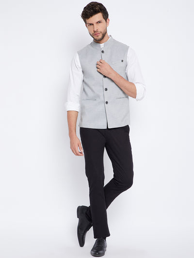 Grey Printed Waistcoat - Men Waist Coat