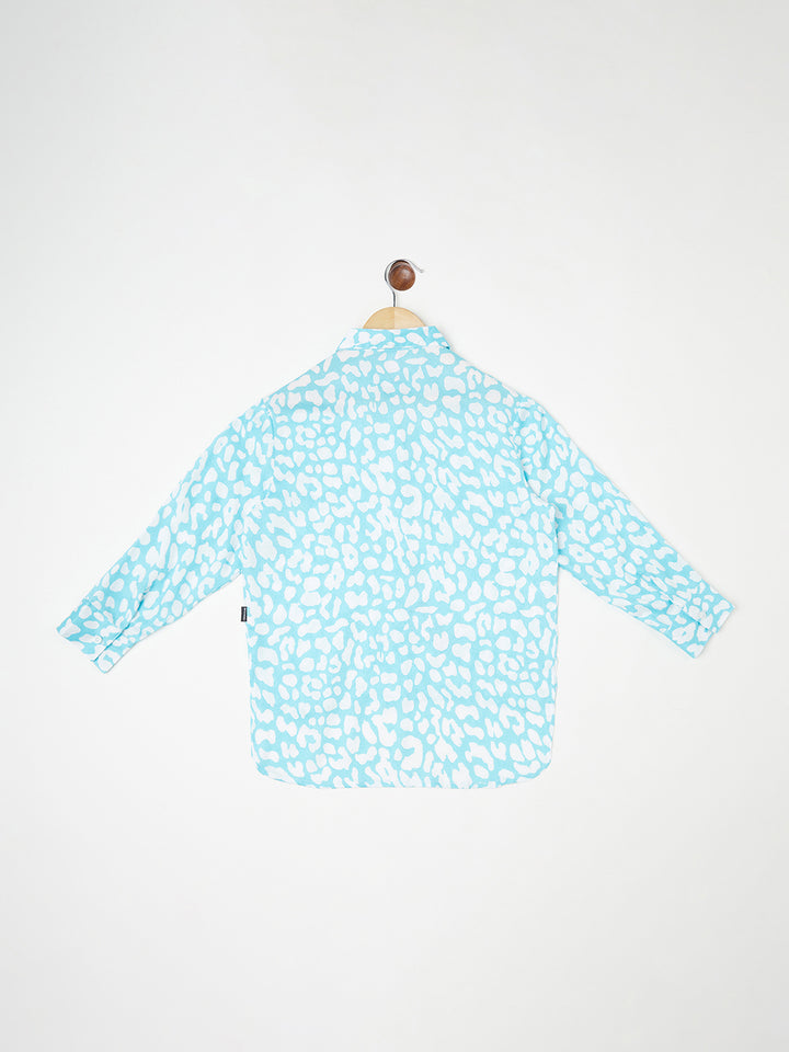 Blue Printed Casual Shirt - Girls Shirts