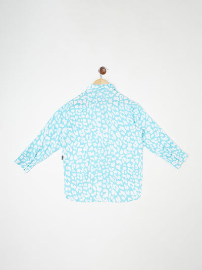 Blue Printed Casual Shirt - Girls Shirts