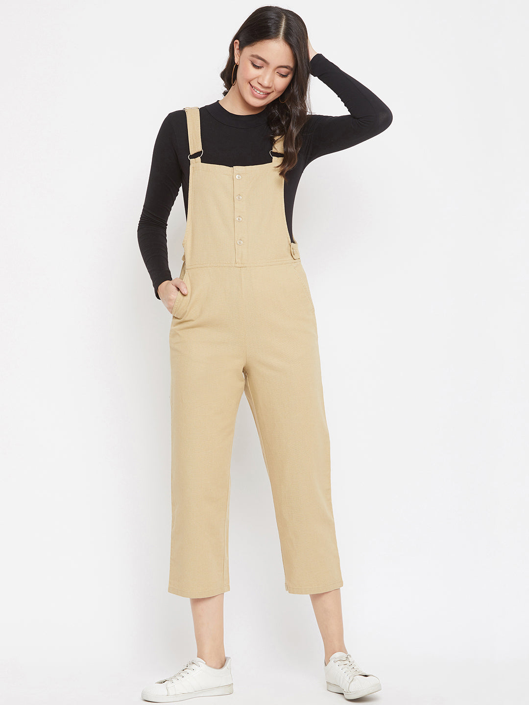 Beige Dungaree - Women Dungarees