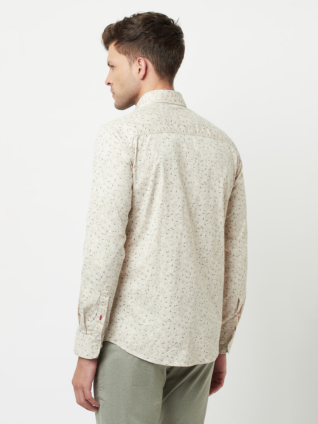 Beige Floral Printed Shirt-Men Shirts-Crimsoune Club