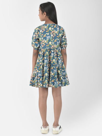  Indigo Floral Empire Dress