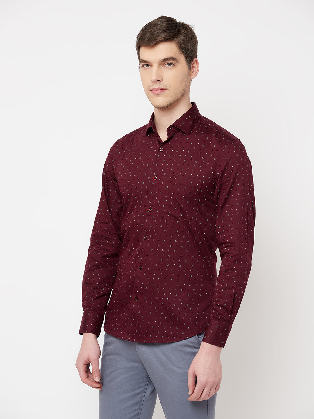 Maroon Printed Casual Shirt - Men Shirts