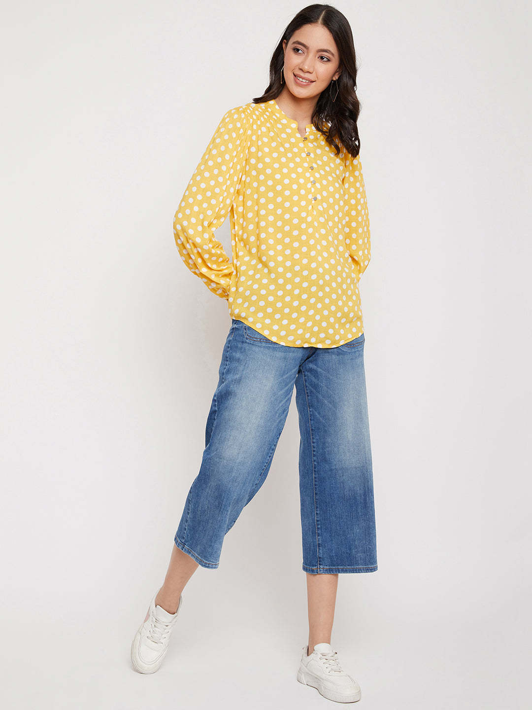 Yellow Polka Dots Tops - Women Tops