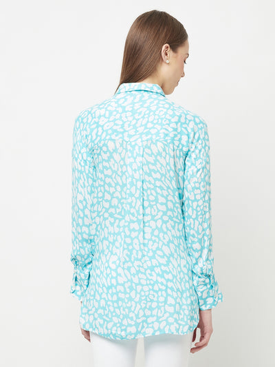 Blue Printed Casual Shirt - Women Shirts