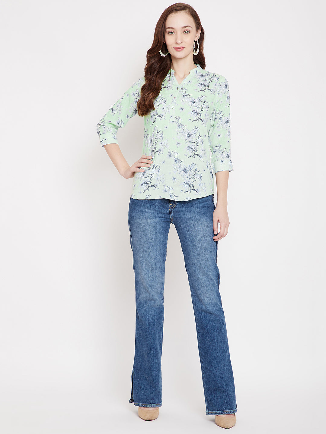 Green Floral Top - Women Tops