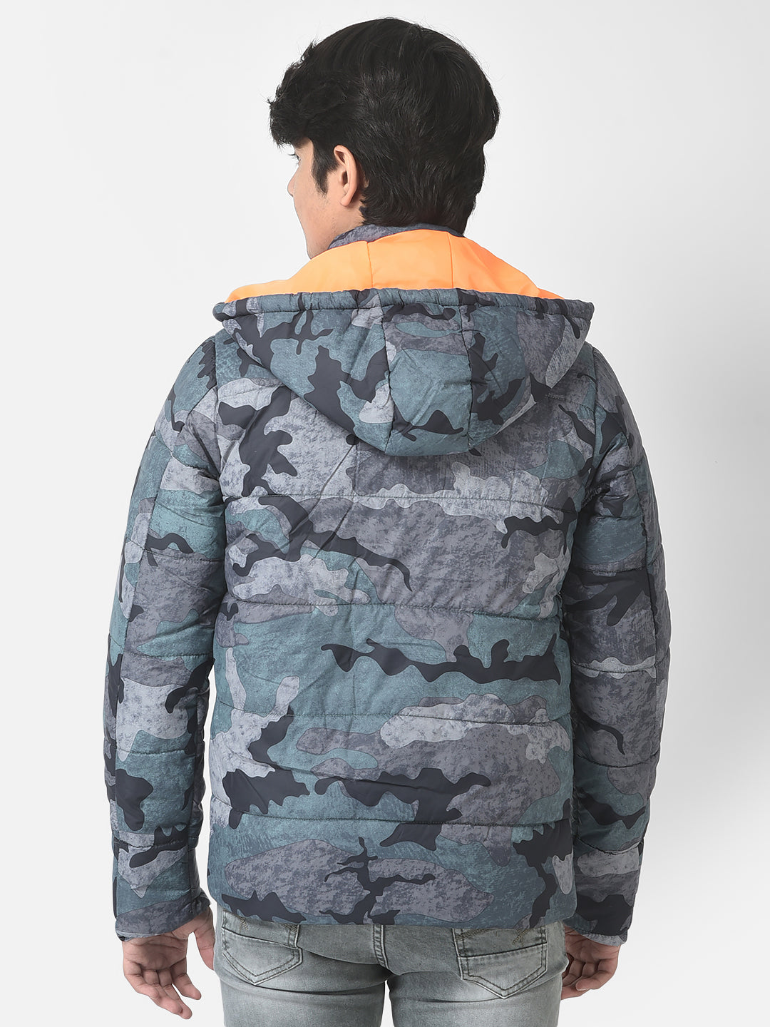  Grey-Blue Padded Camouflage Jacket