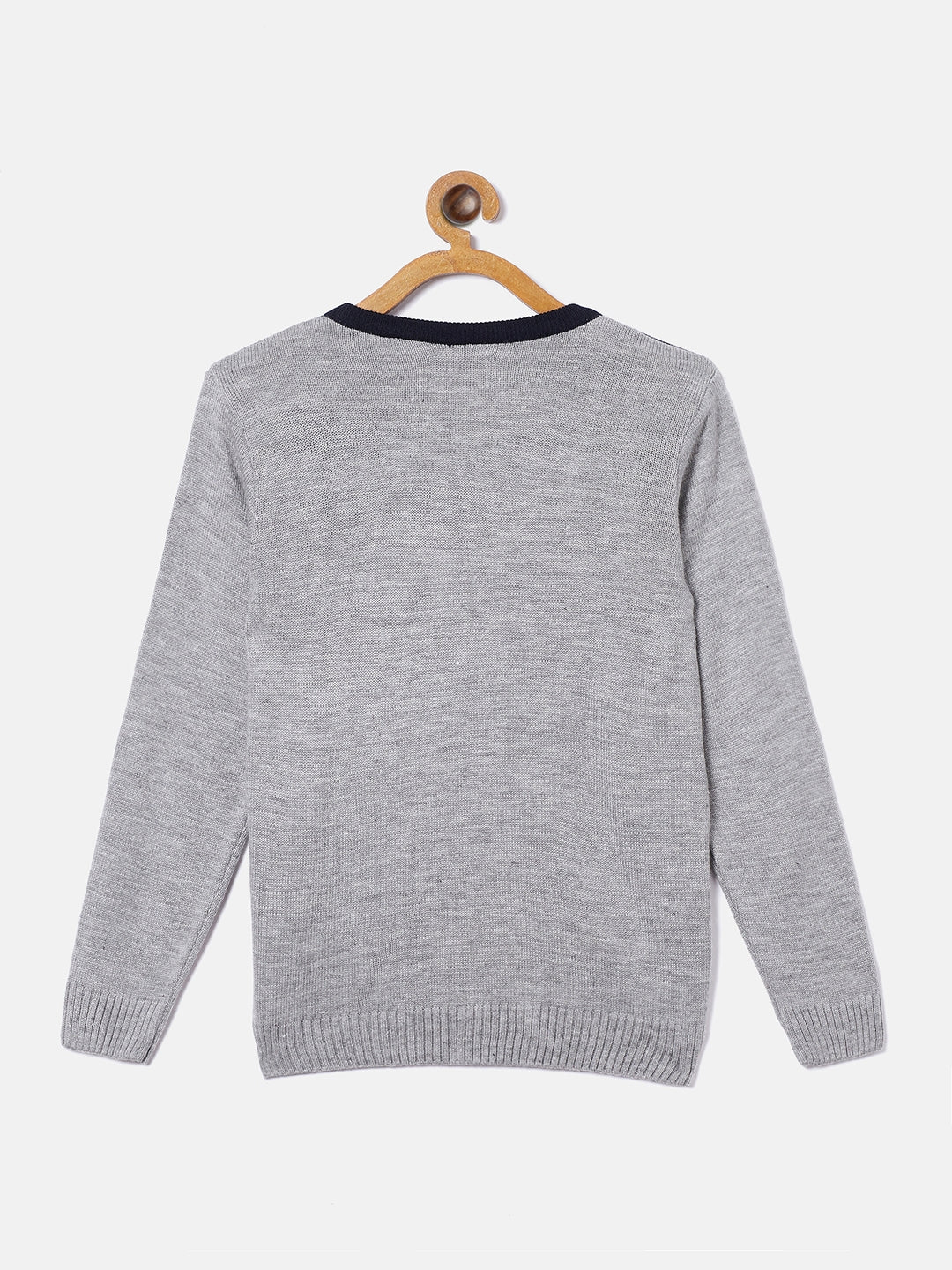 Grey Colorblocked Round Neck Sweater - Boys Sweaters