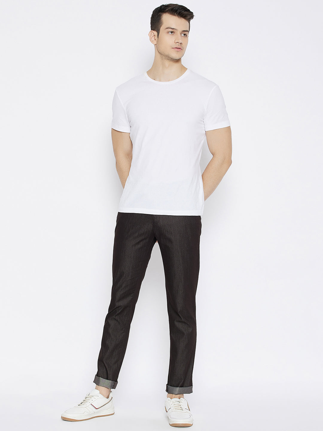 Brown Slim Fit Trousers - Men Trousers