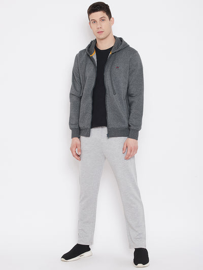 Grey Hooded Sweatshirt - Men Sweatshirts