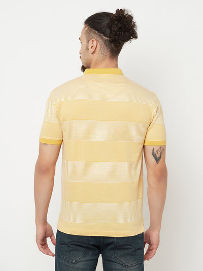 Yellow Striped Polo T-Shirt - Men T-Shirts
