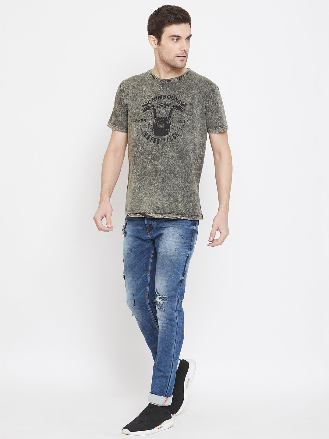 Olive Graphic Printed T-Shirt - Men T-Shirts