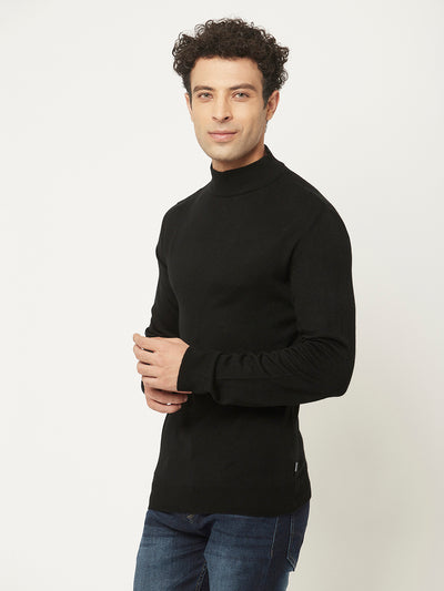 Black Sweater in Relaxed Fit-Men Sweaters-Crimsoune Club
