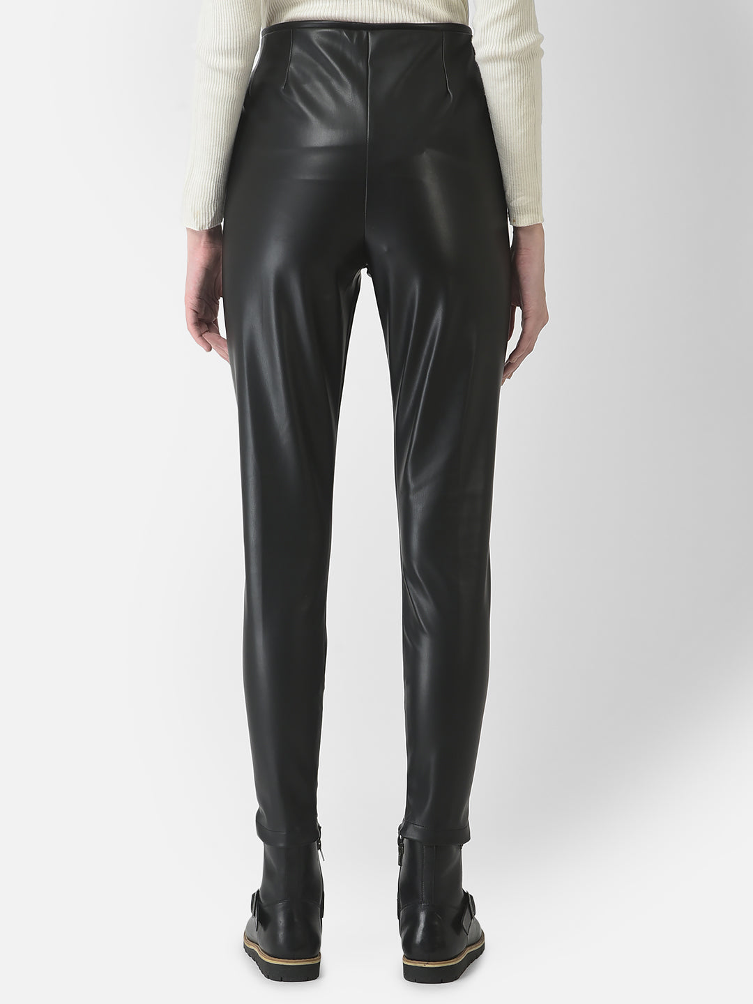  Cropped Faux Leather Pants