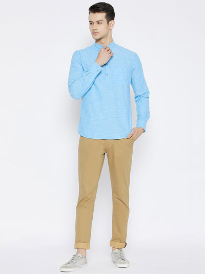 Blue Slim Fit Kurta - Men Kurtas