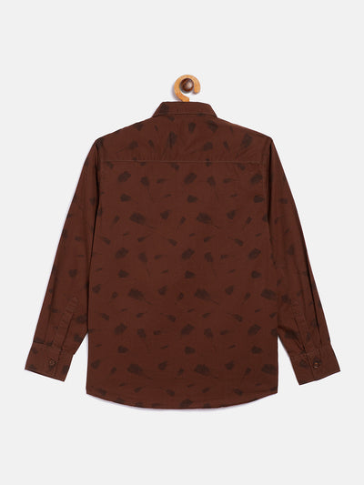 Brown Printed Causal Shirt - Boys Shirts
